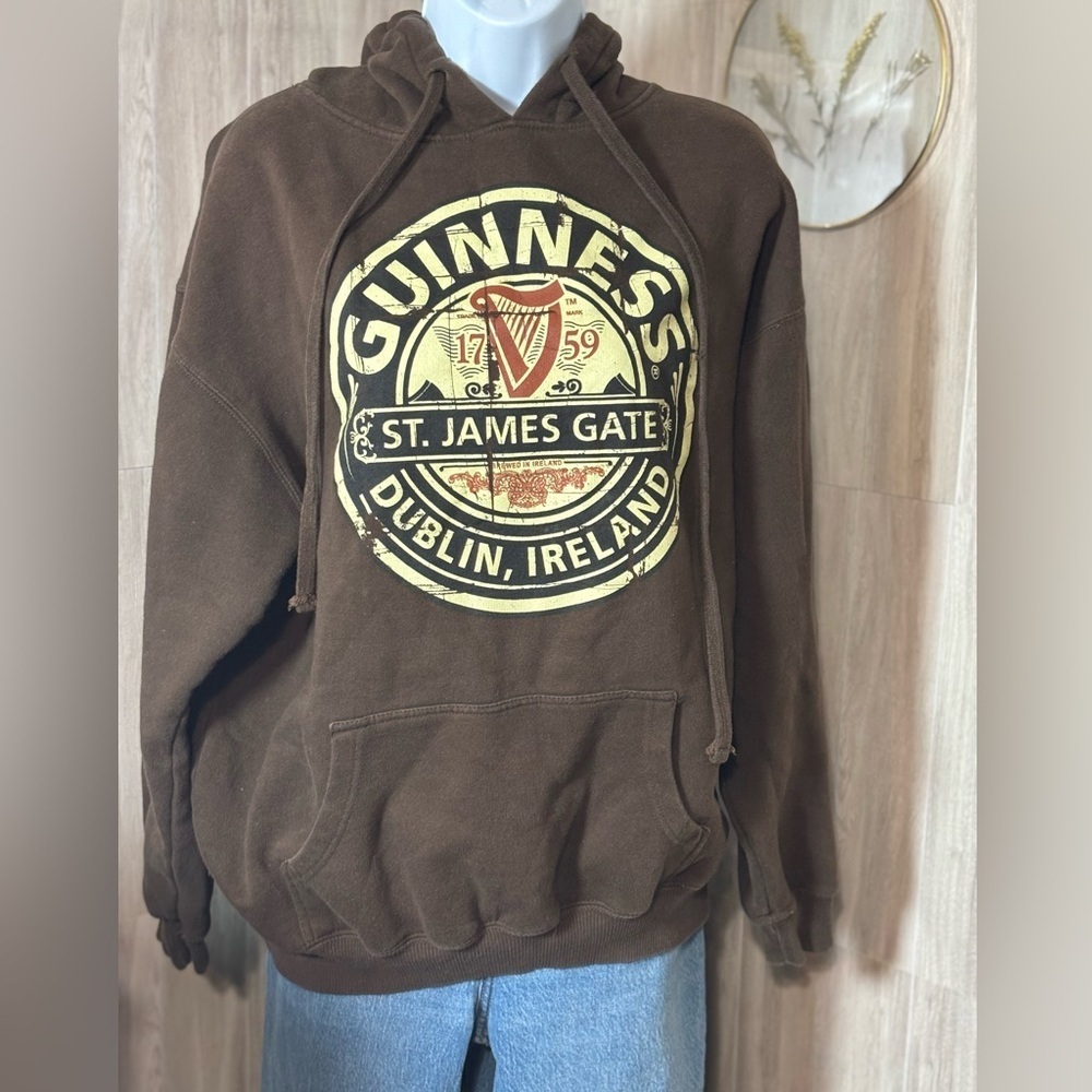 Guinness Dark Brown Hoodie with Gold Logo Unisex